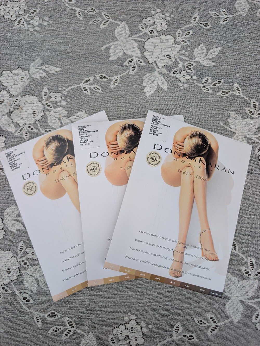3 Donna Karan Nude Control Top Pantyhose Size Medium